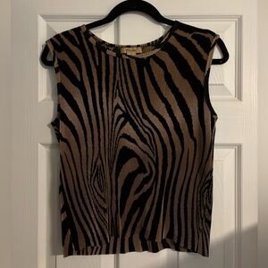 Plissé Sleeveless Animal Print Blouse